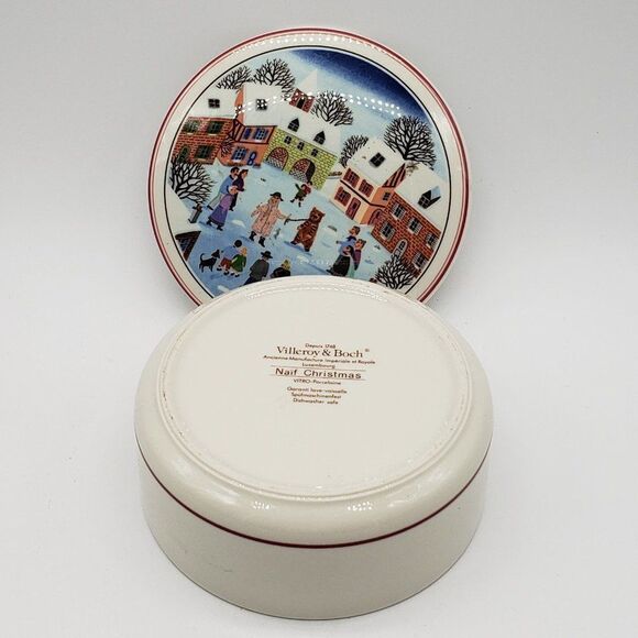 Villeroy & Boch Porcelain Naif Christmas Large Cover Candy Box Signed G. Laplau - Picture 2 of 10